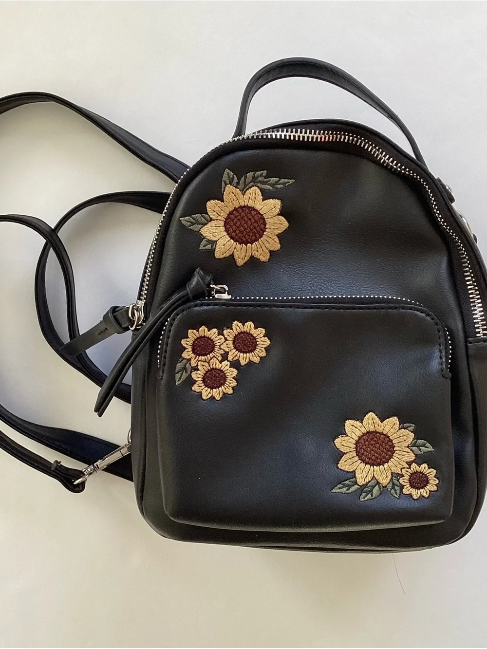 Tilly’s Black Sunflower Embroidered Mini Backpack